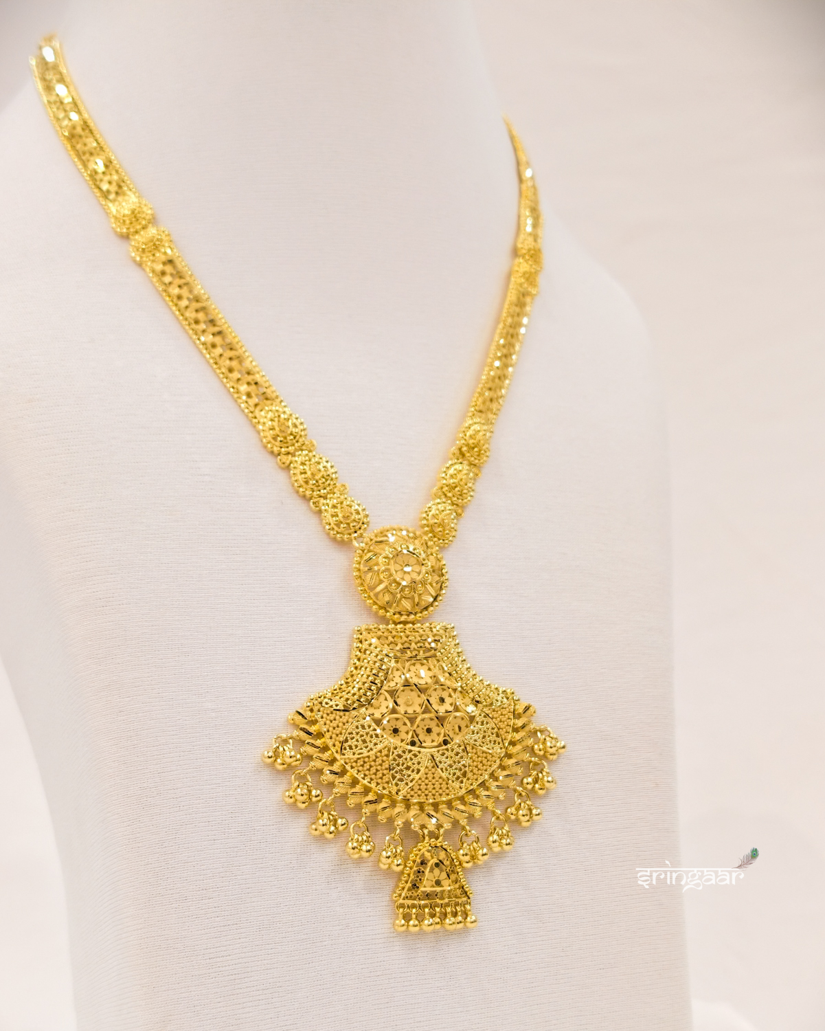 Traditional Jhumki Pendant Gold-Look Long Necklace