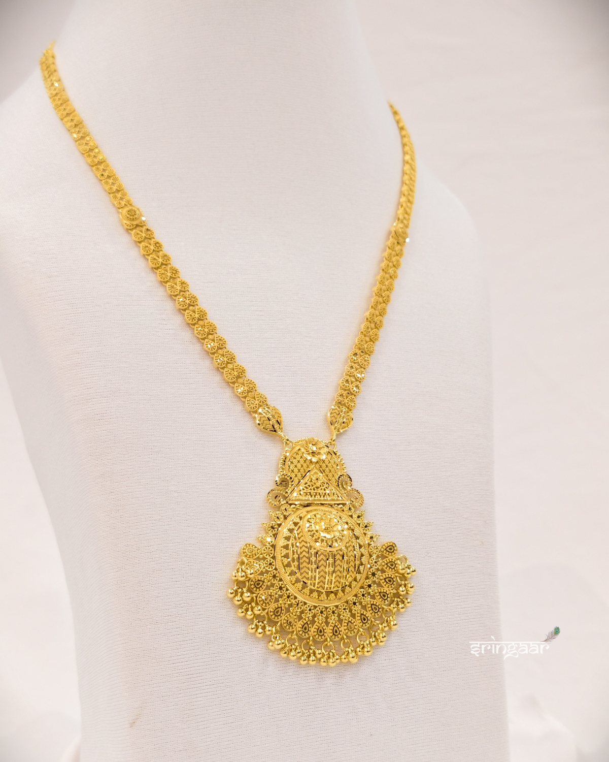 Traditional Paisley Medallion Gold-Look Long Necklace